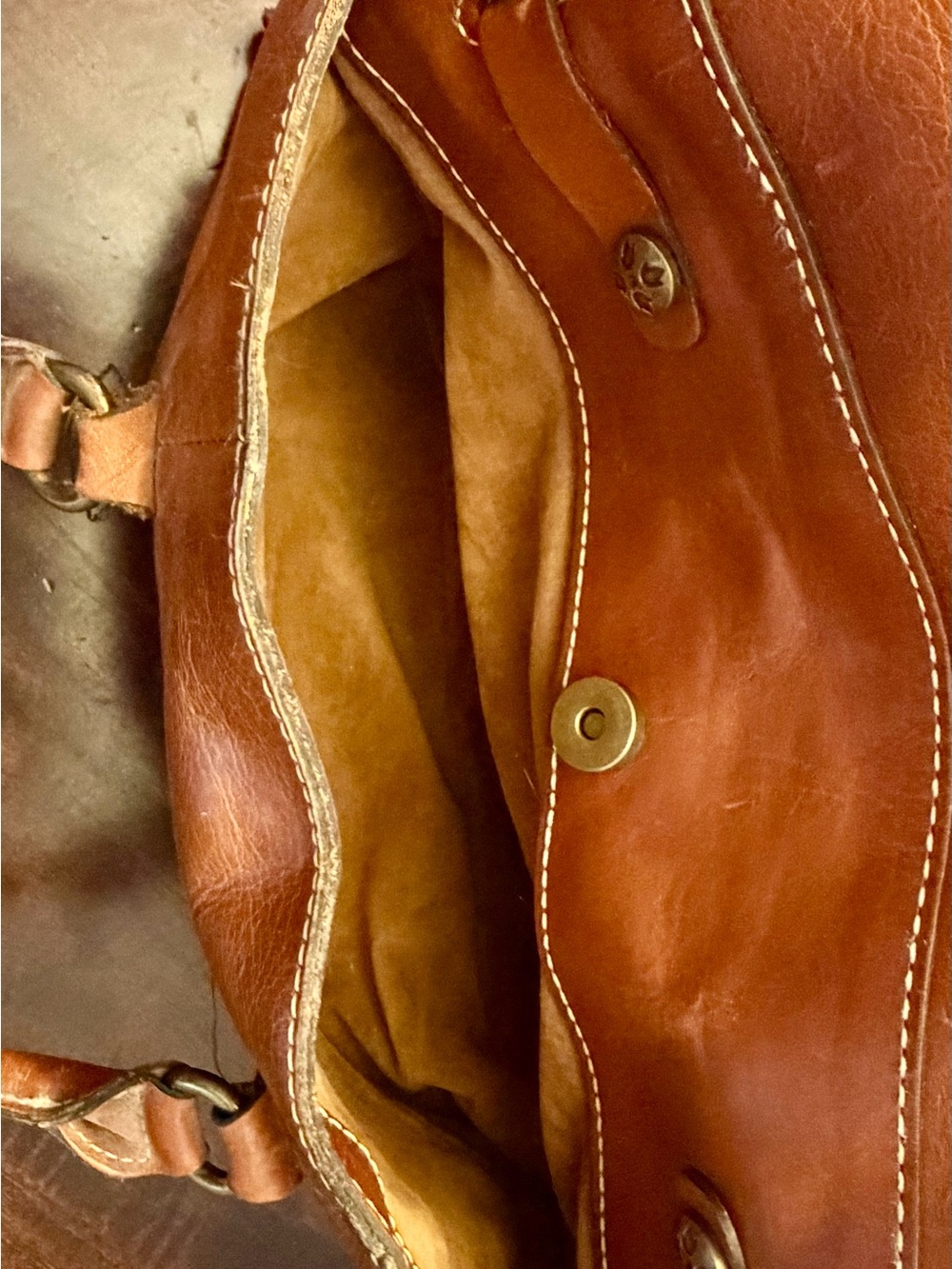 PATRICIA NASH TAN/BROWN VIENNA SATCHEL LEATHER LARGE BAG PURSE - Picture 9 of 10